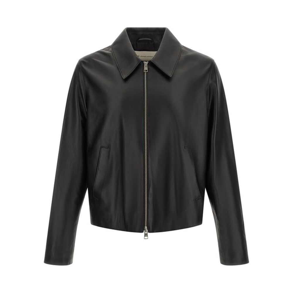 Ami Paris Black Lamb Leather Leather Men's Jacket